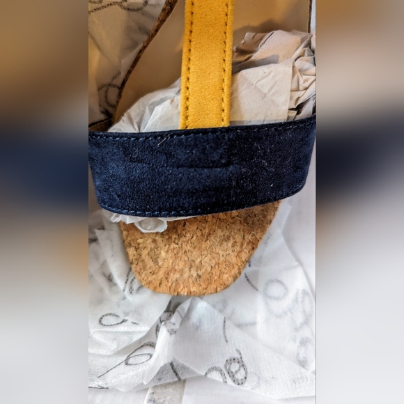 So Me Footwear, Supra-2 Navy Orange Cork Combo Color Block Heels - Picture 14 of 16